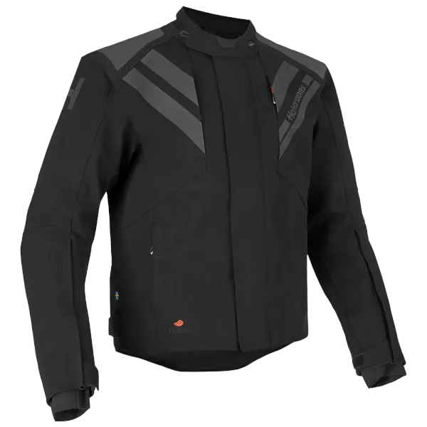 Halvarssons H80 Herre MC-jakke tekstil soft AAA-godkjent i svart, soft, vanntett og pustende Airbag Ready
