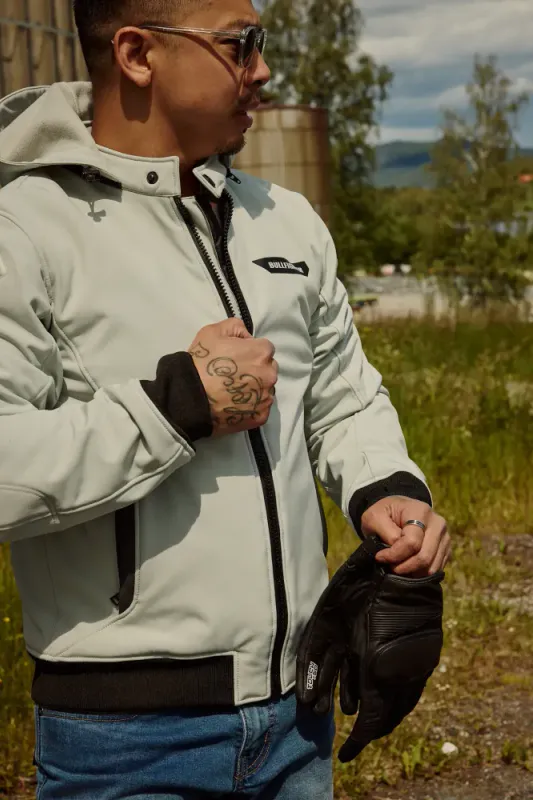 Bullfighter Ghost Softshell MC-Jakke Lys Grå med AA-skli, skulder og albu -beskyttelse 