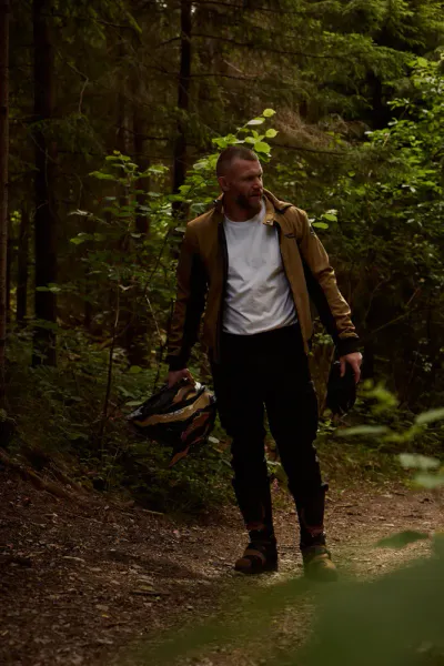 Bullfighter Ghost Softshell MC-Jakke Khaki Brun med AA-skli, skulder og albu -beskyttelse 