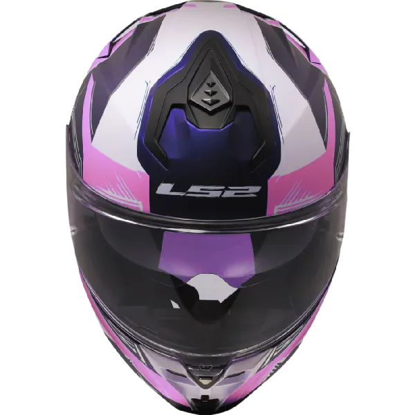 LS2 MC-Hjelm FF817 Challenger II Flaman Hvit/Rosa glassfiberhjelm med solbrille