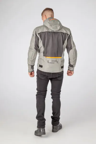 Lindstrands Tekstiljakke Rexbo Gr&aring;/Oransje med mesh lining og glidel&aring;s i rygg