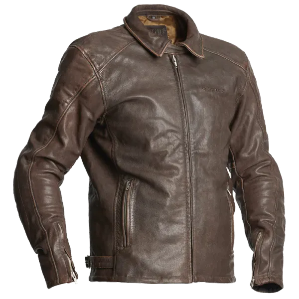 Halvarssons Skinnjakke Trenton Brun Retro stil i vasket Geiteskinn