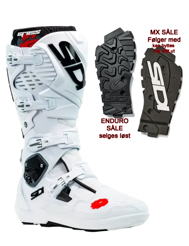 Sidi MC-Støvler CROSSFIRE 3 SRS Hvit/Hvit Enduro MX Supermoto